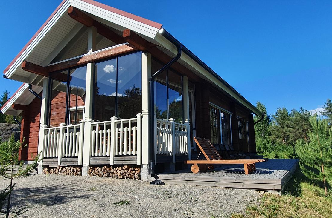 Villa Hymy, vuokramökki, terassi, Majoitus Koli