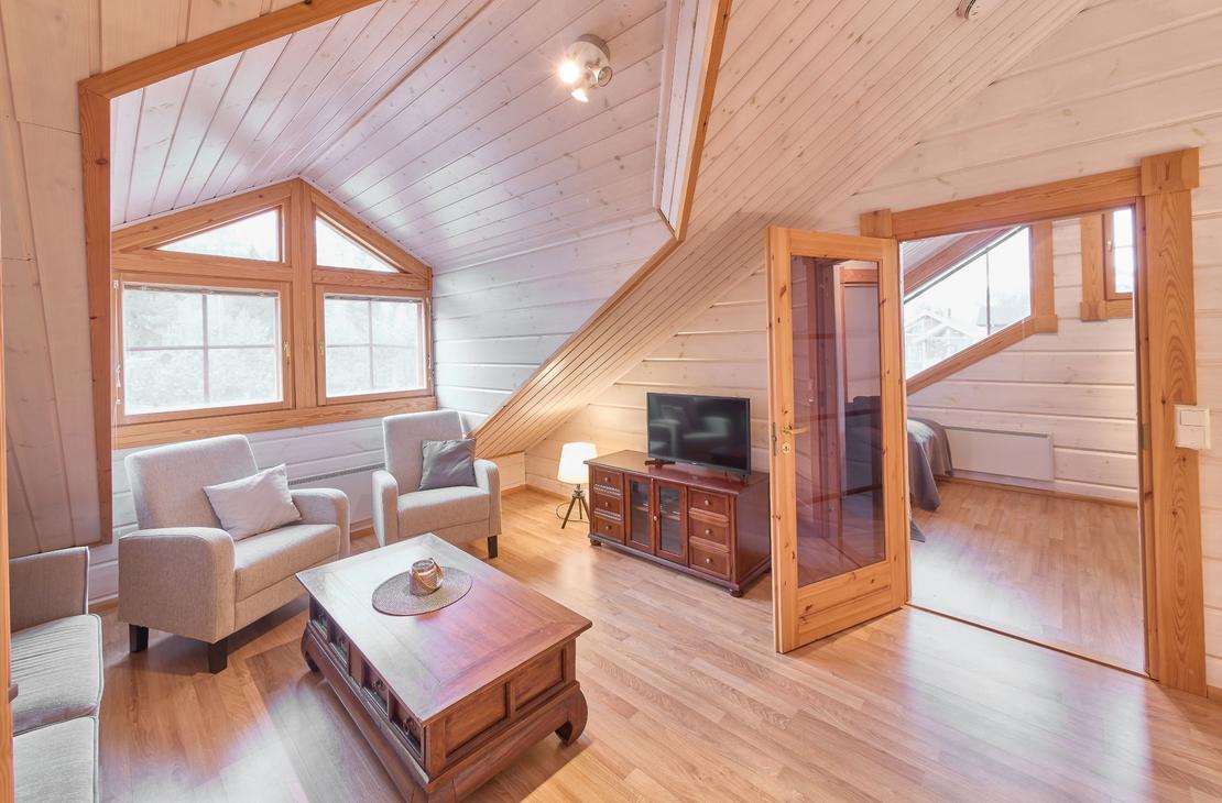 Villa Onni, m&ouml;kin yl&auml;kerran olohuone, televisiotila