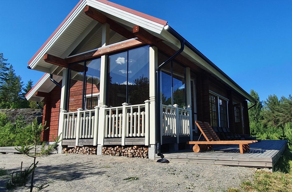 Villa Hymy, vuokramökki, terassi, Majoitus Koli